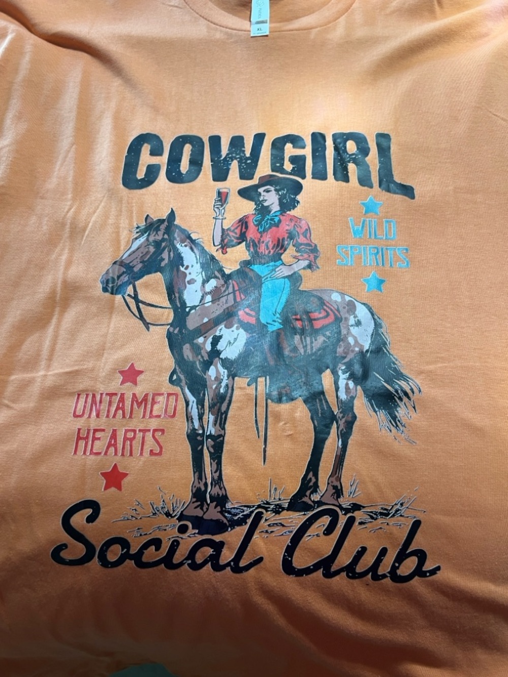 Cowgirl Graphic Short Sleeve Tee - Orange